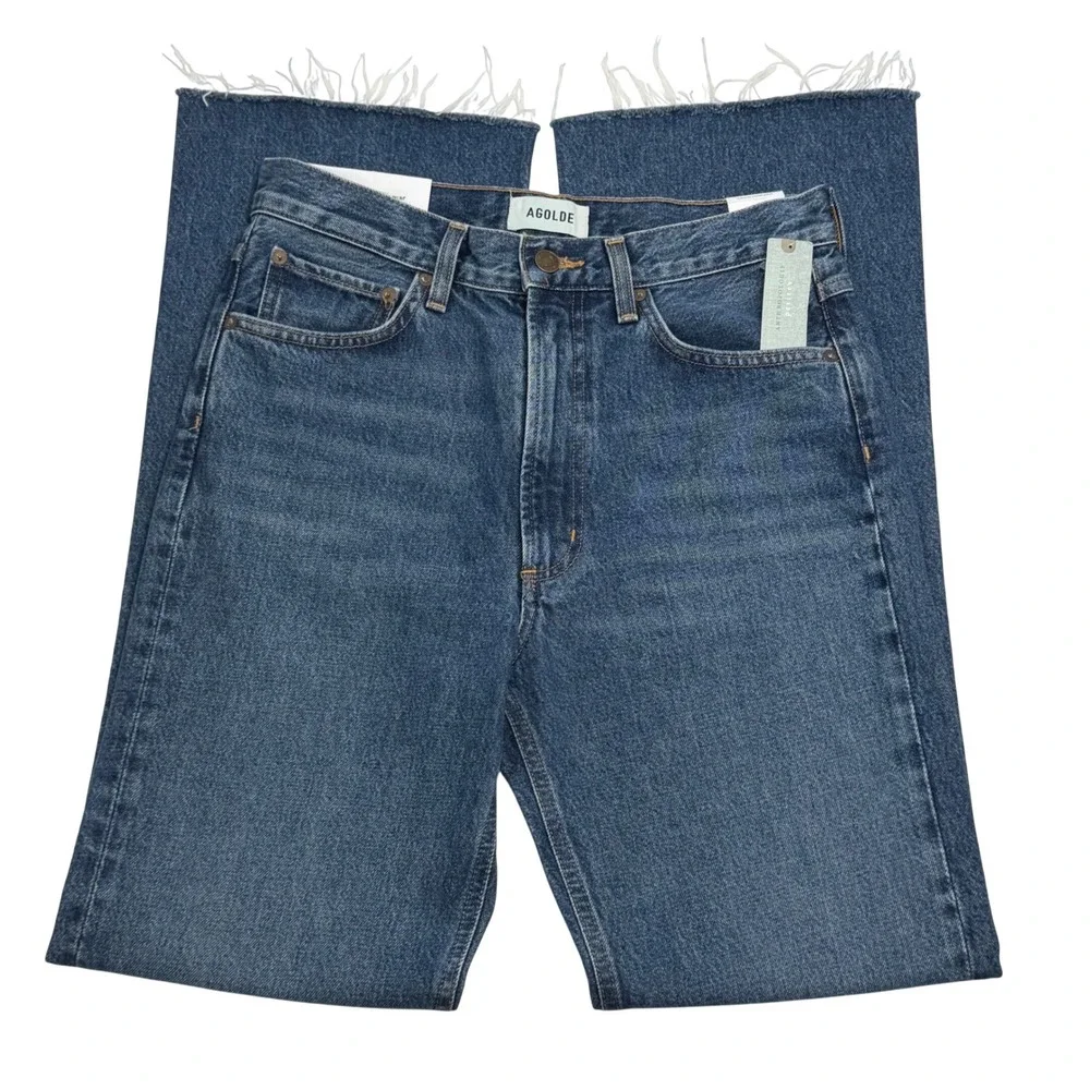 NWT AGOLDE Leena Jean Petite 27P Denim Baby Boot Cut 31" Raw Hem Anthropologie - Picture 3 of 14